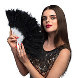 Éventail Plumes Noires Luxe - Accessoire Cabaret & Soirée