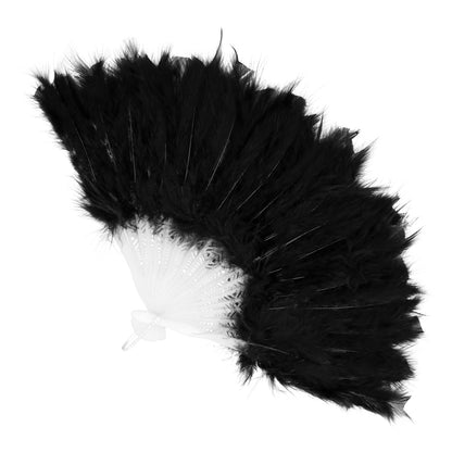 Éventail Plumes Noires Luxe - Accessoire Cabaret & Soirée