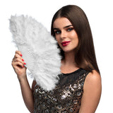 Éventail Plumes Blanc Luxe - Accessoire Déguisement Cabaret