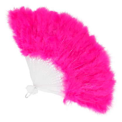Éventail à Plumes Rose Fluo - Accessoire Cabaret et Disco