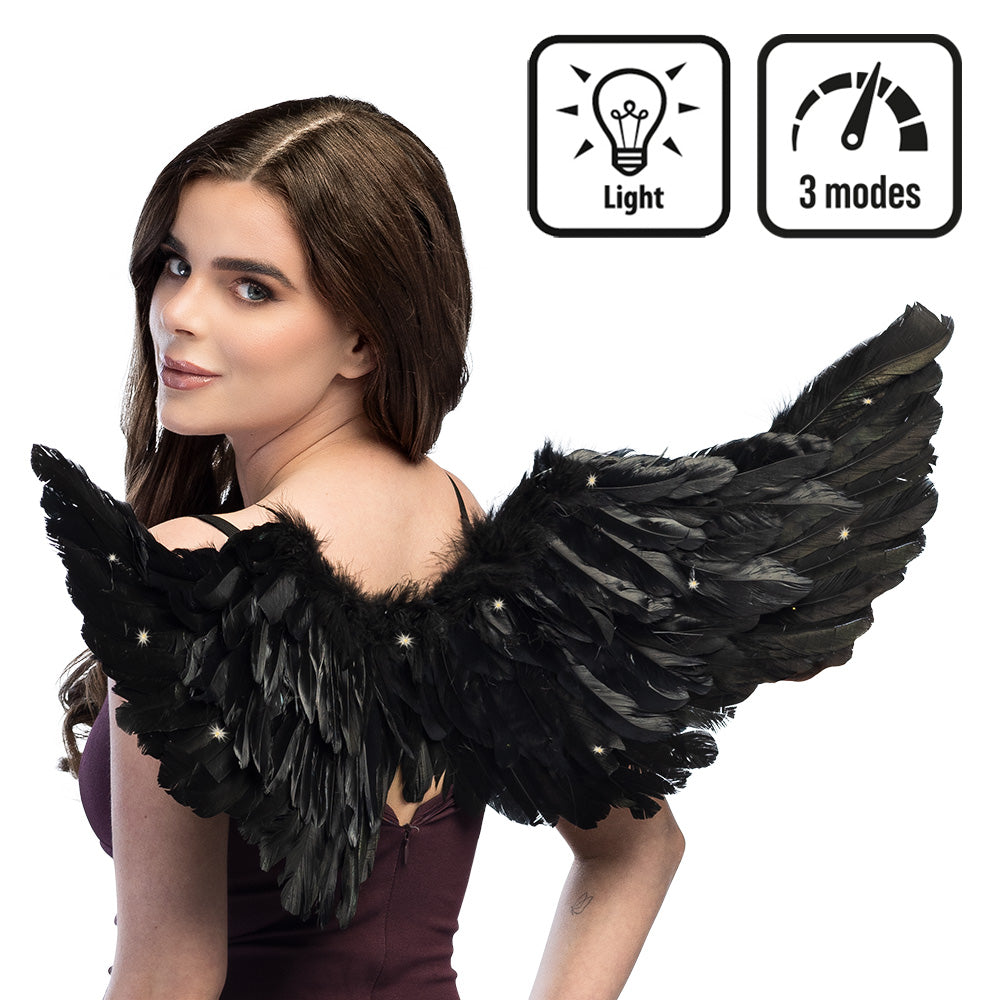 Ailes Noires LED Lumineuses - 3 Modes d'Éclairage