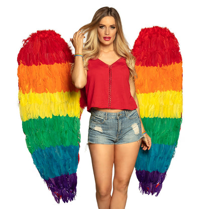 Ailes Arc-en-ciel avec Plumes Multicolores - Déguisement Pride