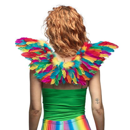 Ailes Plumes Arc-en-Ciel Multicolores - Accessoire Déguisement Fête