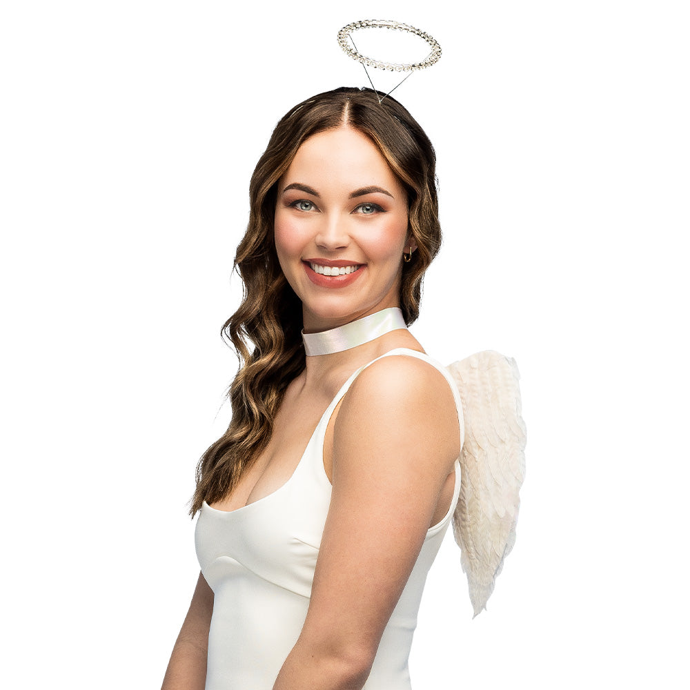 Ensemble Ailes d'Ange avec Auréole et Collier Blanc