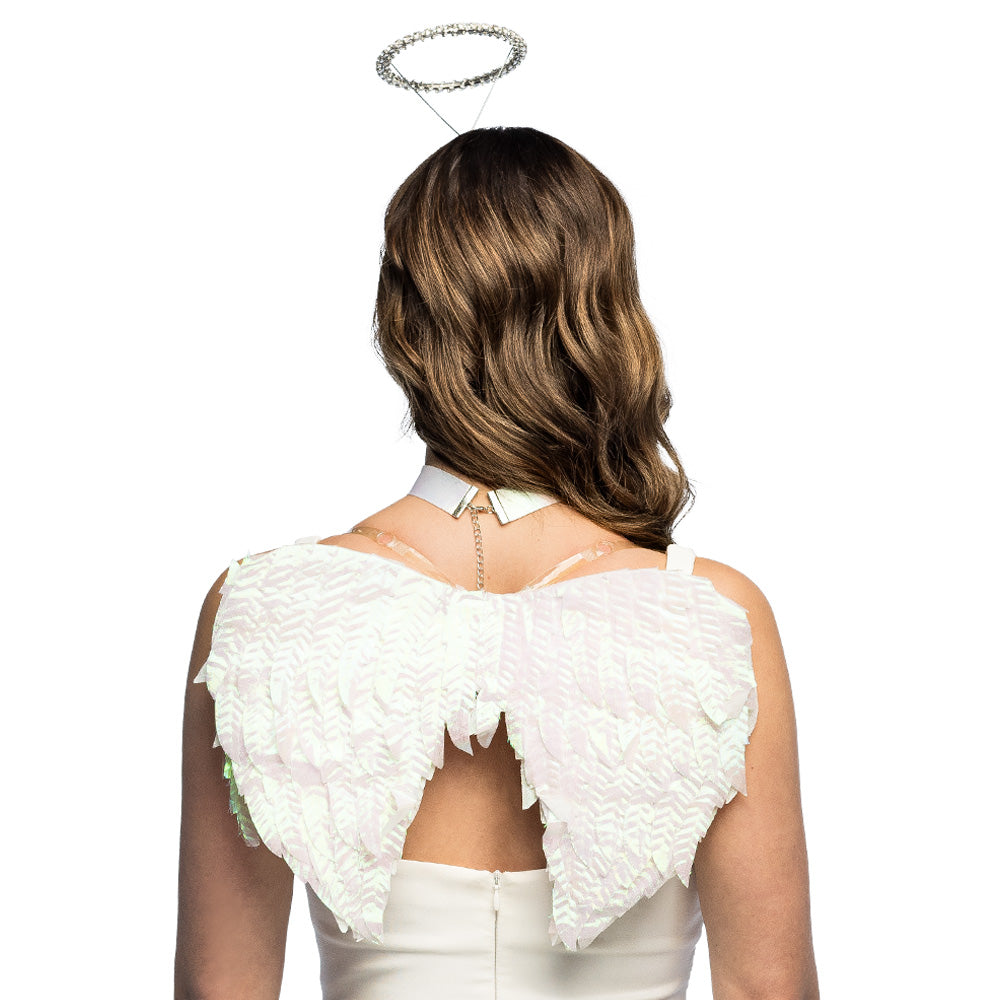 Ensemble Ailes d'Ange avec Auréole et Collier Blanc