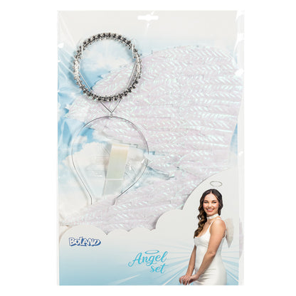 Ensemble Ailes d'Ange avec Auréole et Collier Blanc