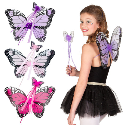 Ailes de Papillon Féerie avec Baguette Magique - Déguisement Enfant