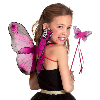Ailes de Papillon Féerie avec Baguette Magique - Déguisement Enfant