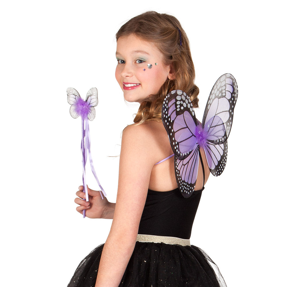 Ailes de Papillon Féerie avec Baguette Magique - Déguisement Enfant