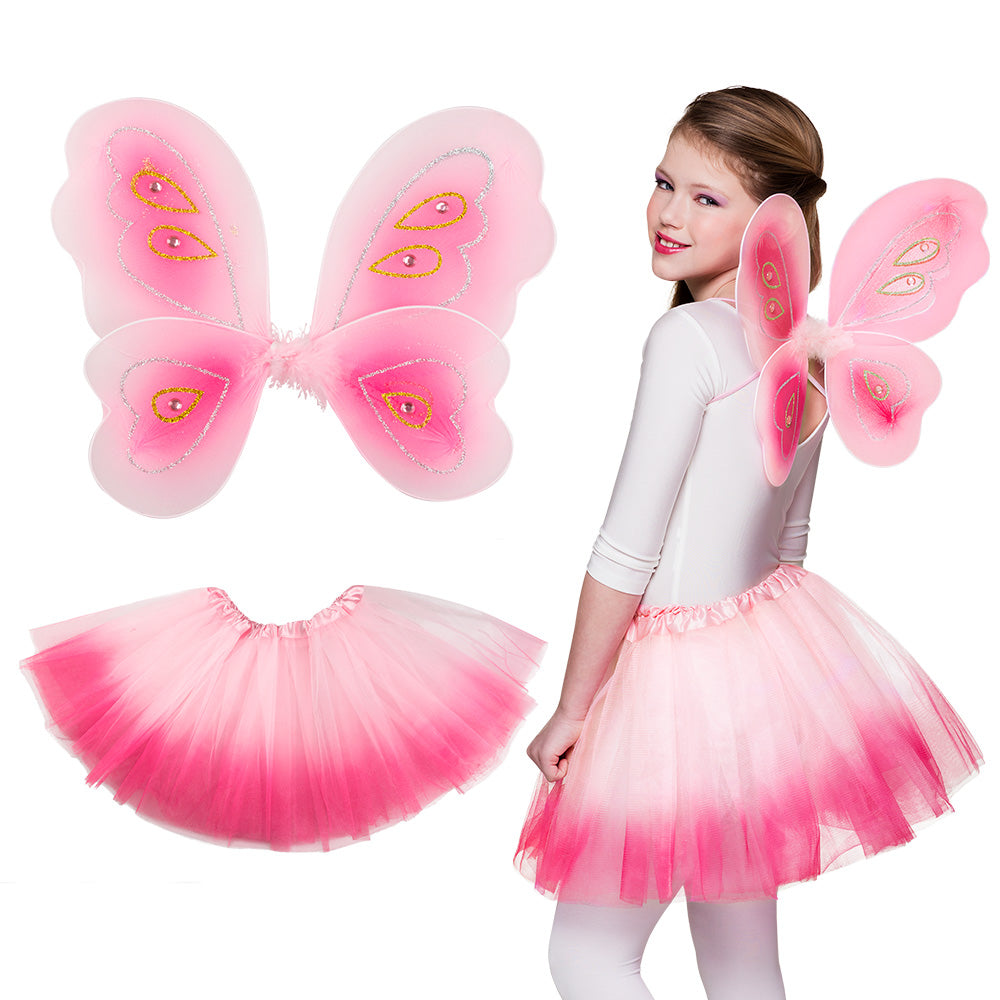 Ailes de Fée Rose avec Tutu Dégradé - Déguisement Enfant