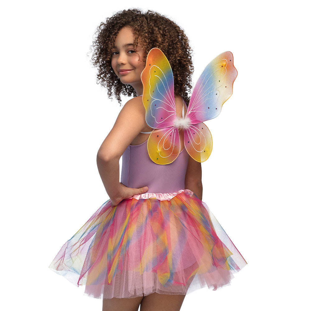 Ailes de fée arc-en-ciel avec tutu coloré - Déguisement enfant
