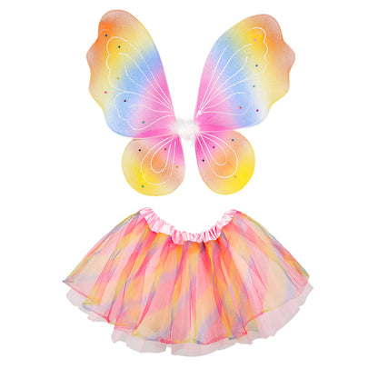 Ailes de fée arc-en-ciel avec tutu coloré - Déguisement enfant