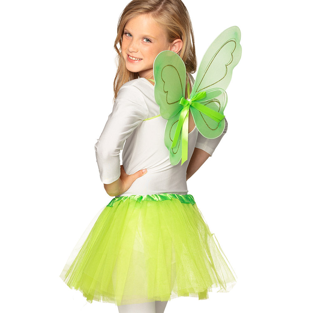 Costume de Fée Enfant - Ailes, Tutu Vert Fluo