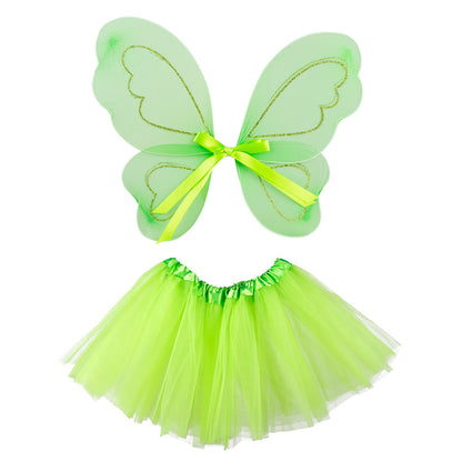 Costume de Fée Enfant - Ailes, Tutu Vert Fluo