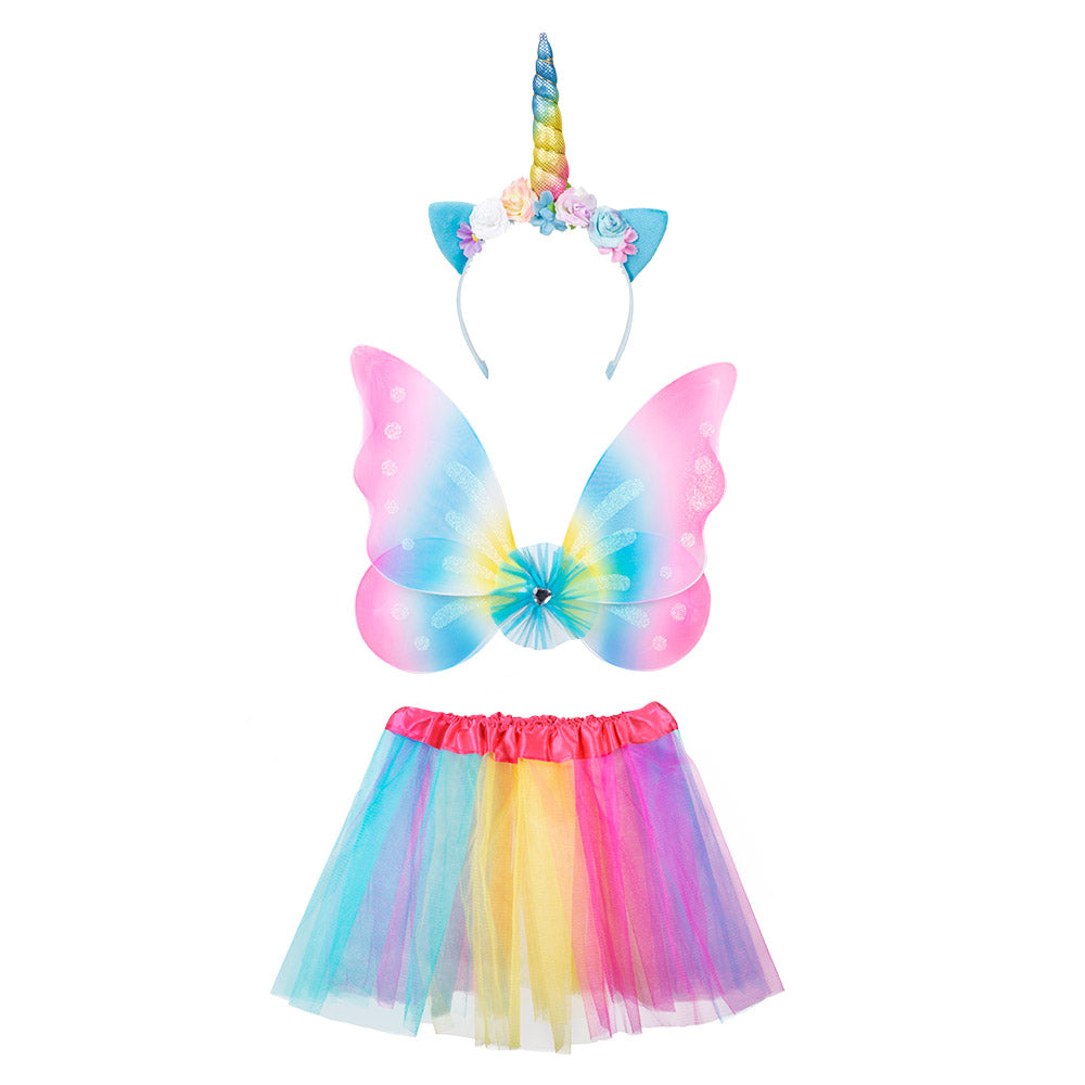 Déguisement Licorne Arc-en-ciel Enfant - Ailes, Headband & Tutu