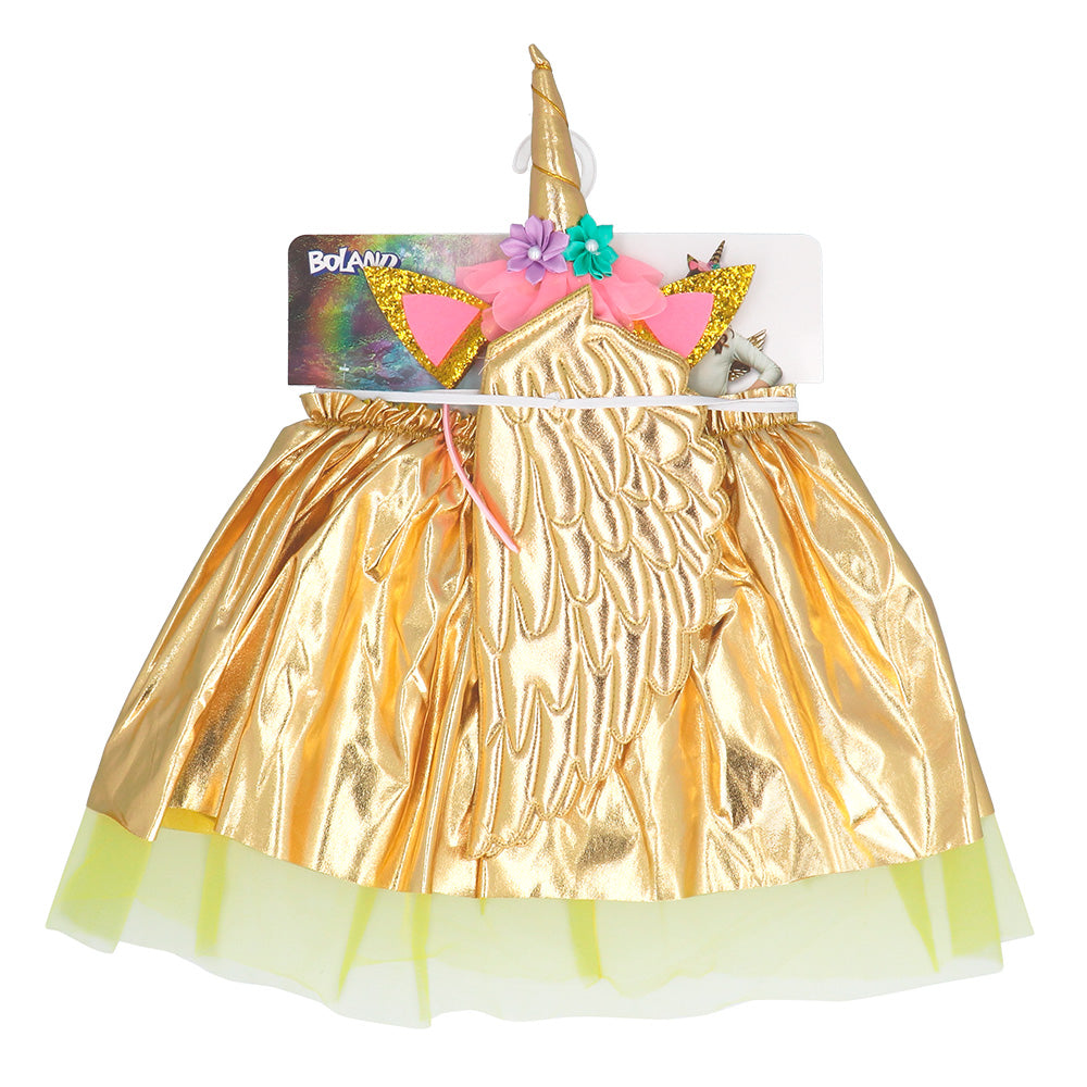 Déguisement Licorne Enfant Ailes Dorées Headband Rose