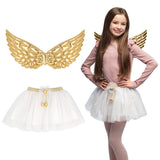 Ailes d'Ange Dorées + Tutu Blanc Paillettes - Set 2 pcs
