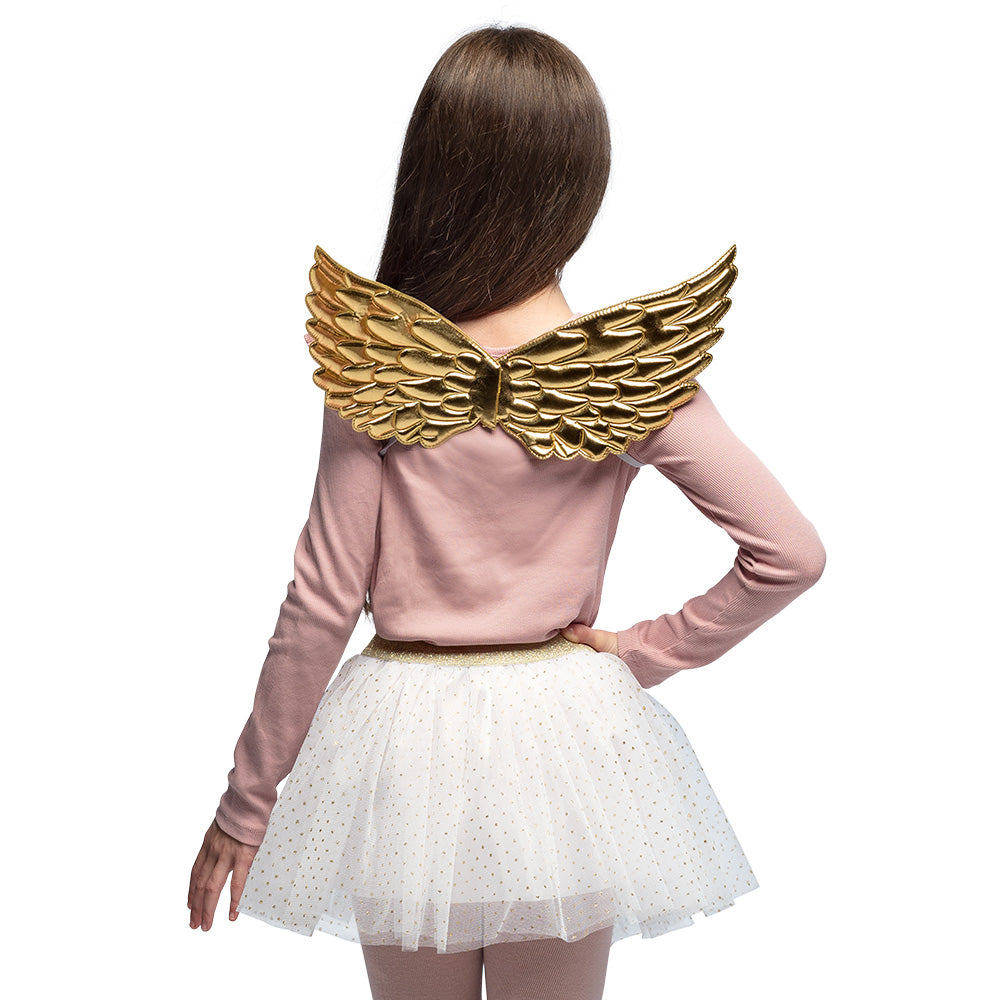 Ailes d'Ange Dorées + Tutu Blanc Paillettes - Set 2 pcs