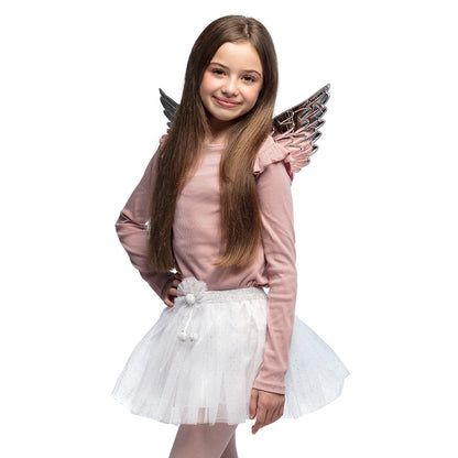 Ailes d'Ange Argentées + Tutu Blanc Pailleté - Déguisement Enfant