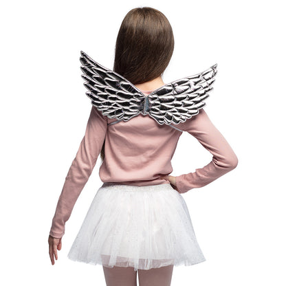 Ailes d'Ange Argentées + Tutu Blanc Pailleté - Déguisement Enfant