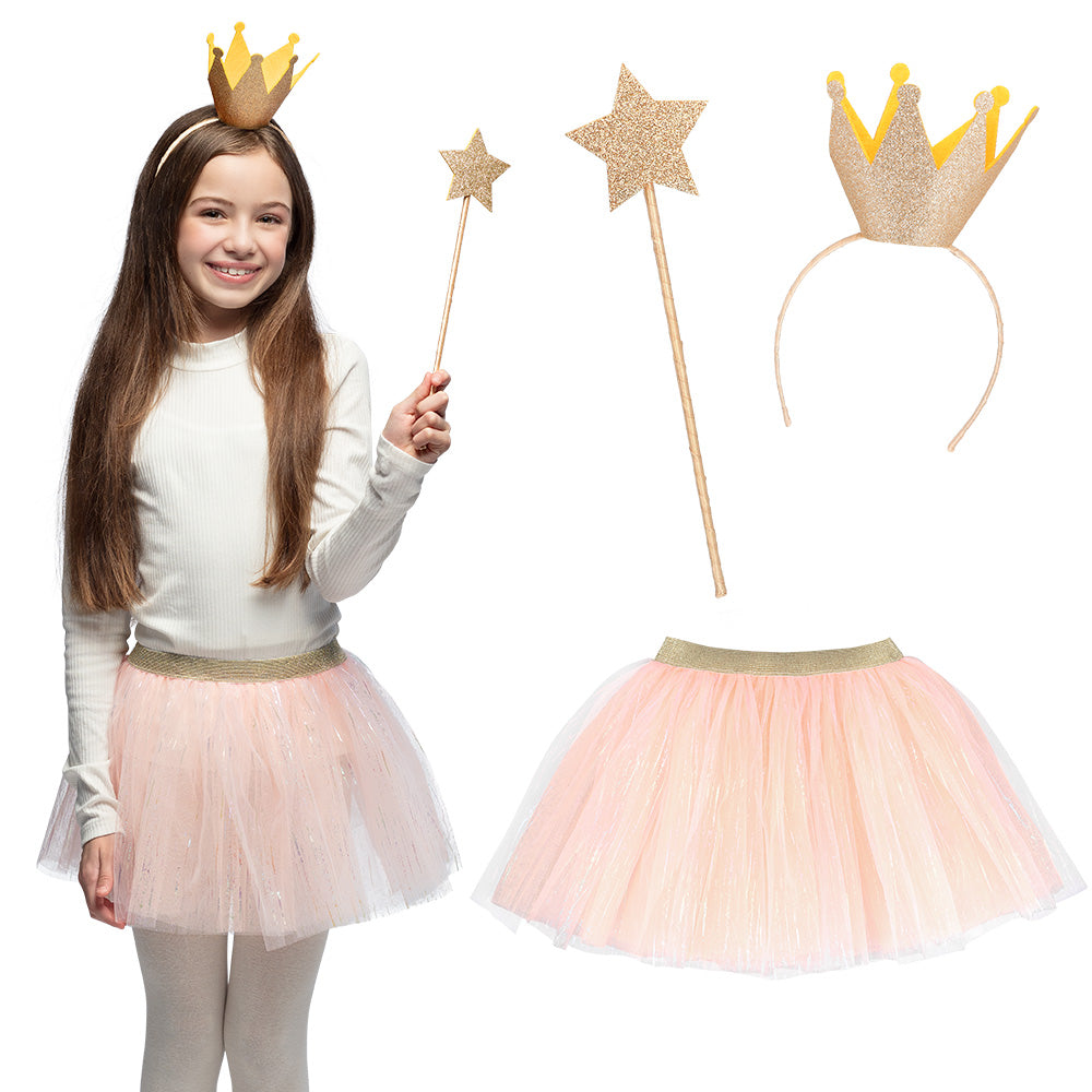 Set Princesse Couronne Tutu Rose Accessoires Fête Enfant