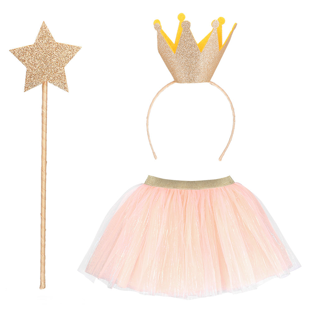 Set Princesse Couronne Tutu Rose Accessoires Fête Enfant