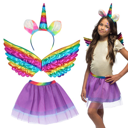Déguisement Licorne Arc-en-Ciel Enfant - Ailes, Corne et Tutu