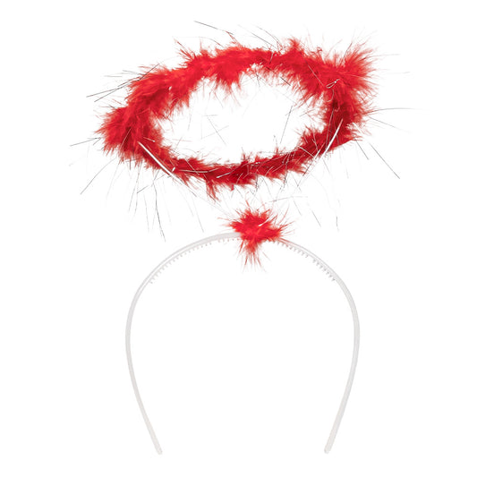 Serre-tête Auréole Rouge et Blanc Fluffy - Accessoire Déguisement Ange