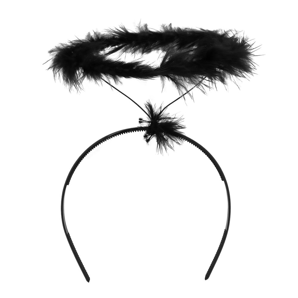 Set Ailes d'Ange Noir avec Auréole et Cornes Diable