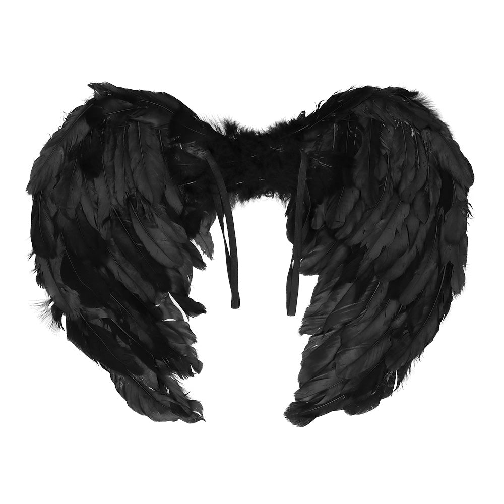 Set Ailes d'Ange Noir avec Auréole et Cornes Diable