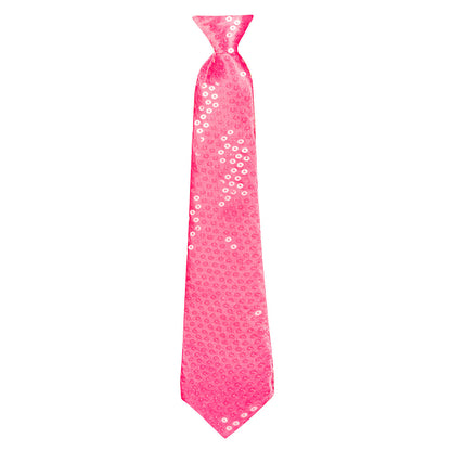 Cravate Paillettes Fluo Adulte - Rose, Vert, Jaune ou Orange