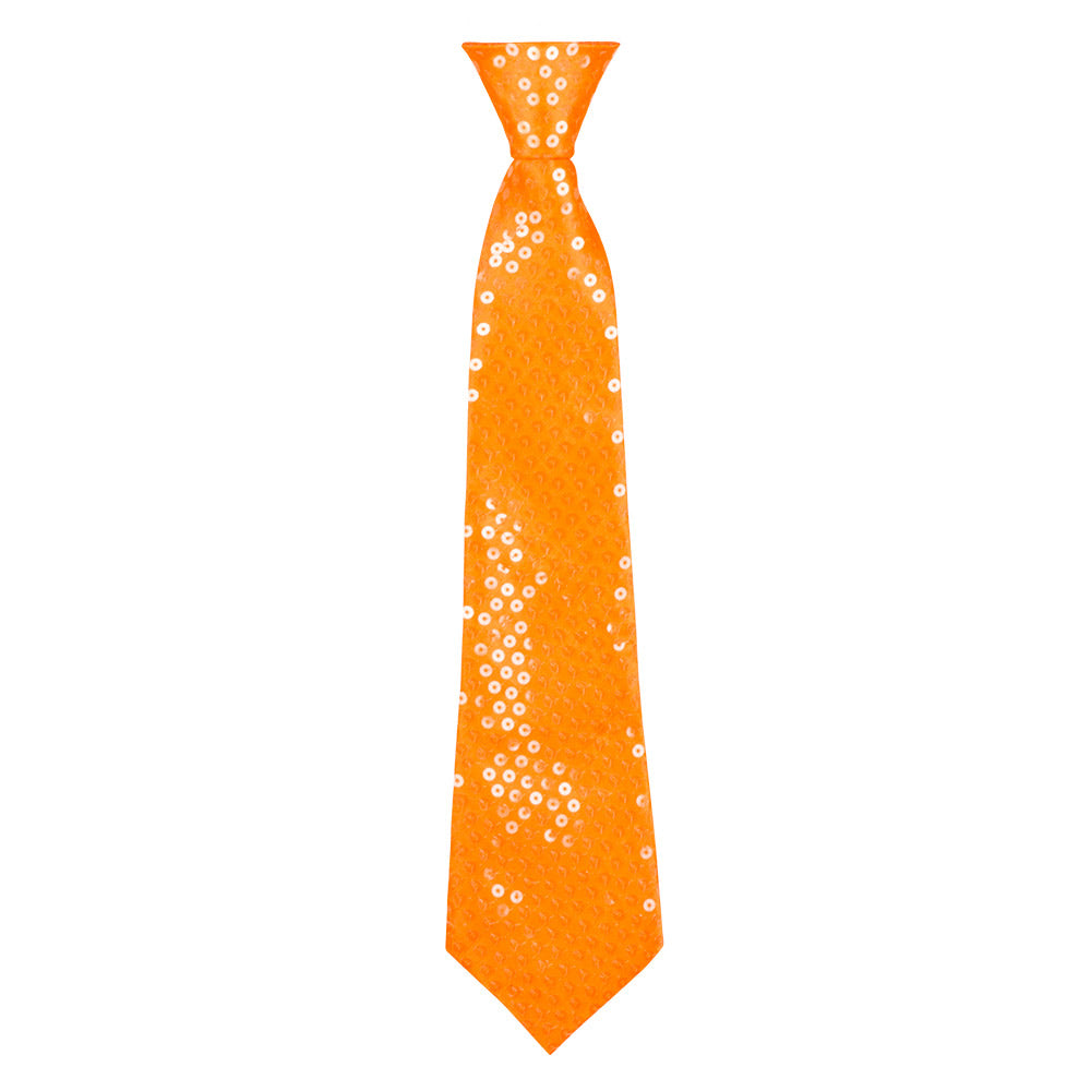 Cravate Paillettes Fluo Adulte - Rose, Vert, Jaune ou Orange