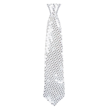 Cravate Paillettes Argentées Disco - Accessoire Déguisement Adulte