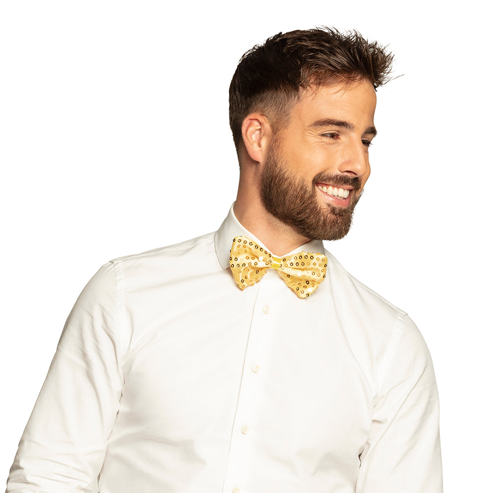 Nœud Pap' Doré à Paillettes - Accessoire Soirée Festive
