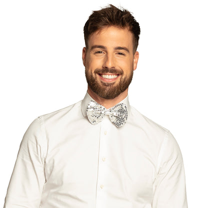 Noeud Pap' Paillettes Blanc - Accessoire Soirée Classe