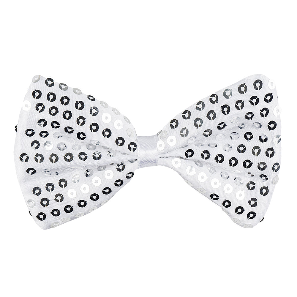 Noeud Pap' Paillettes Blanc - Accessoire Soirée Classe
