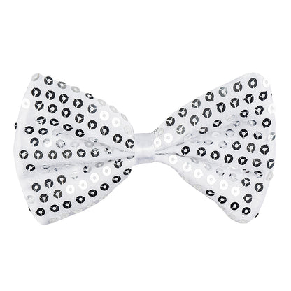 Noeud Pap' Paillettes Blanc - Accessoire Soirée Classe