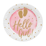 Assiettes Hello Girl Pieds Bébé Rose & Or - Naissance Fille