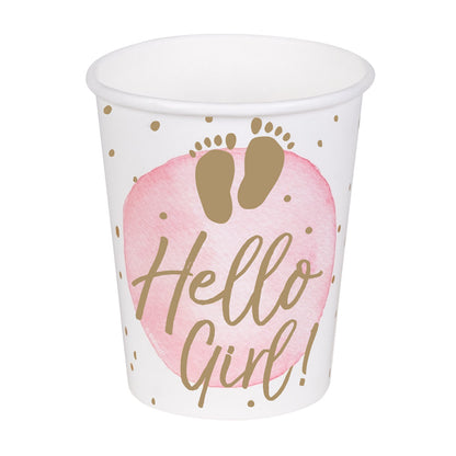 Gobelets Hello Girl Rose & Or - Baby Shower Fille