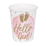 Gobelets Hello Girl Rose & Or - Baby Shower Fille