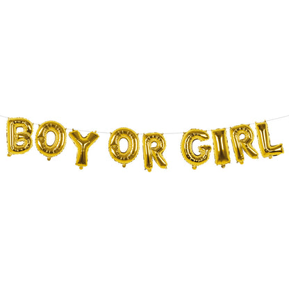 Ballon Hélium BOY OR GIRL - Guirlande Lettres Dorées Révélation Sexe