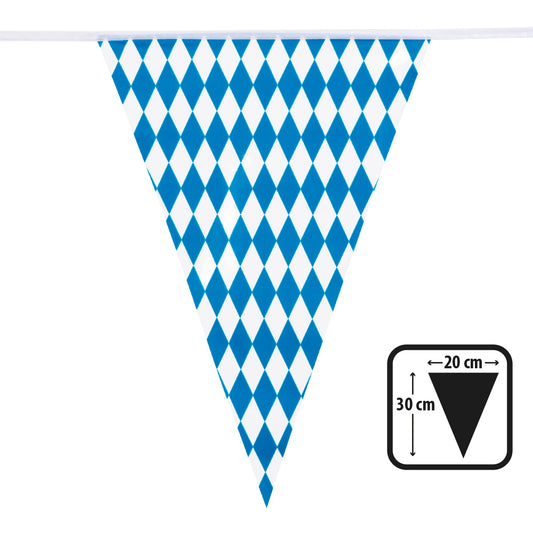 Guirlande Fanions Losanges Bleu Blanc - 4m de Décoration Bavaroise