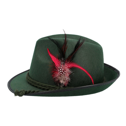 Chapeau Tyrolien Vert Deluxe avec Plumes - Costume Bavarois