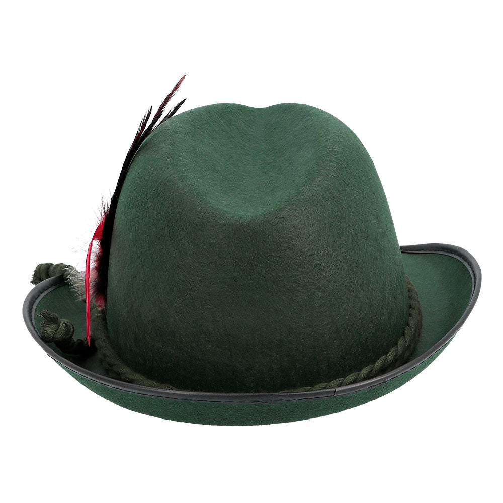 Chapeau Tyrolien Vert Deluxe avec Plumes - Costume Bavarois