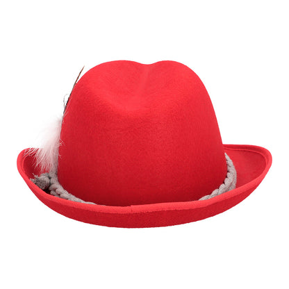 Chapeau Cowboy Rouge avec Plume - Déguisement Western Adulte
