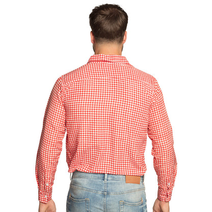 Chemise à carreaux rouge et blanc avec motif bière - Costume bavarois