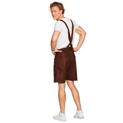 Costume Bavarois Homme Lederhosen Marron avec Bretelles