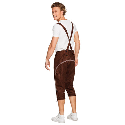 Costume Bavarois Homme Lederhosen Marron avec Bretelles