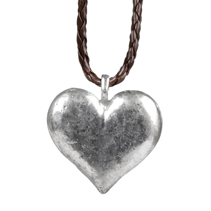 Collier Cœur Argenté avec Chaîne Tressée - Accessoire Costume