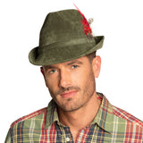 Chapeau Tyrolien Vert avec Plumes Rouges - 57cm